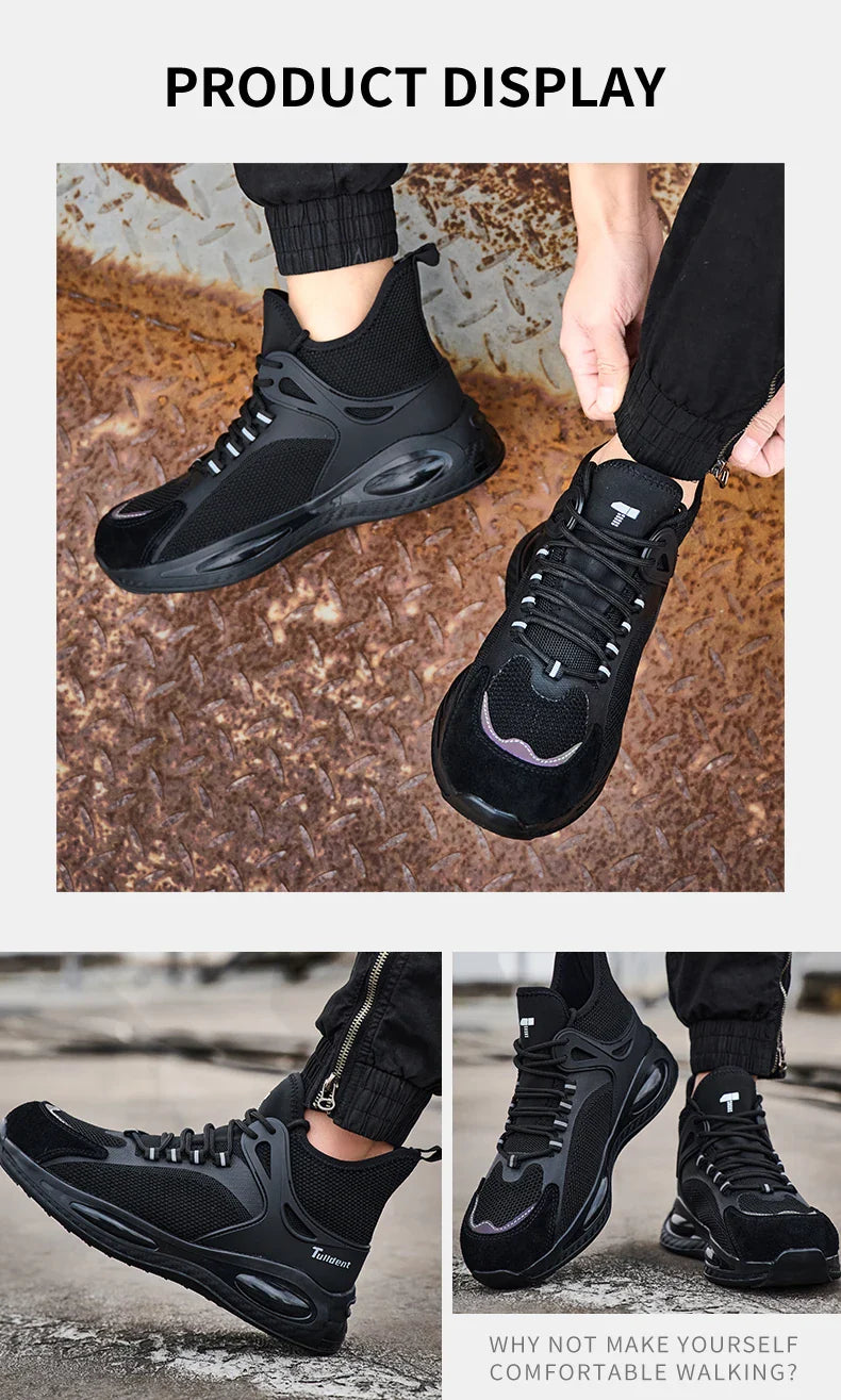 Men's protective shoes, breathable, lightweight, and safe shoes, anti-smashing and anti-puncture work shoes, steel-toe shoes