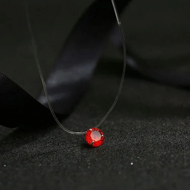 5 Colors Dazzling Zircon Necklace Invisible Transparent Fishing Line Simple Pendant Necklace Jewelry For Women Pearl Jewelry