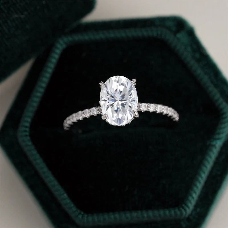 1ct 2ct 3ct Oval Cut Moissanite Rings for Women 925 Sterling Silver Lab Diamond Wedding Engagement Ring Gemstone Band