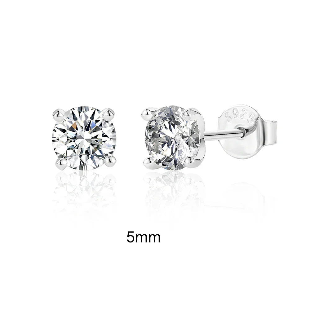 0.5-1.2 Carat D Color Moissanite Ear Stud Earrings For Women 925 Sterling Silver Sparkling Piercing Earring Fine Jewelry