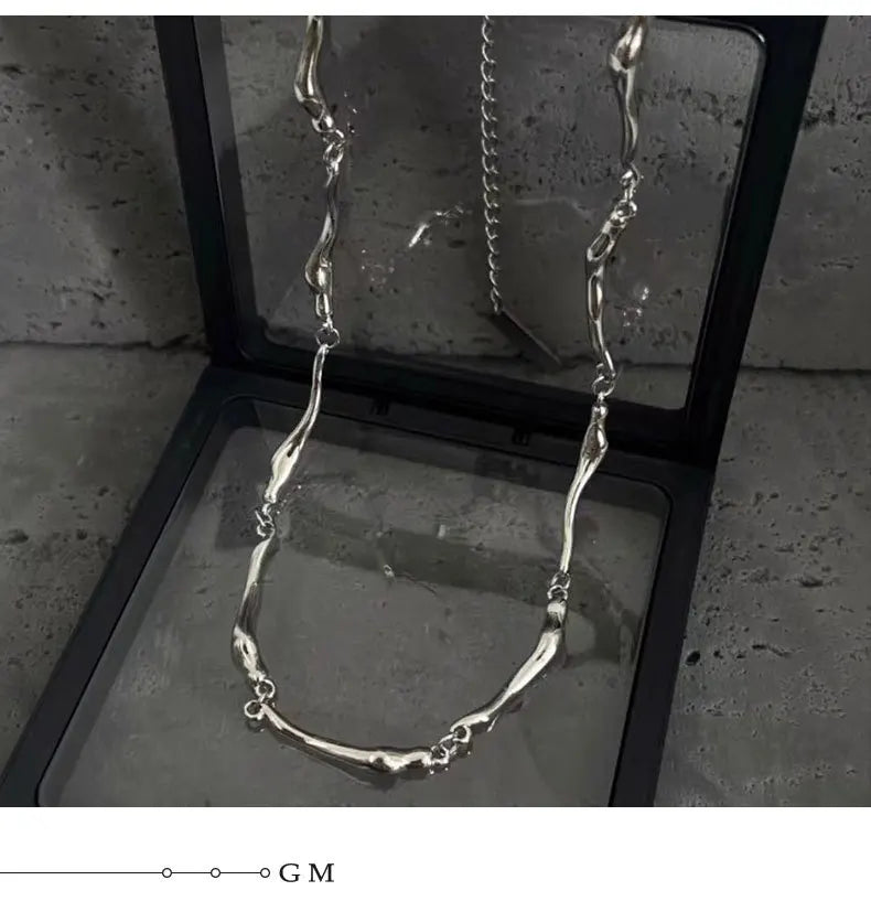New Irregular Wave Shape Chain Men Necklace Advanced Sense Stainless Steel Figaro Cuban Chain Necklace For Men Women Jewelry