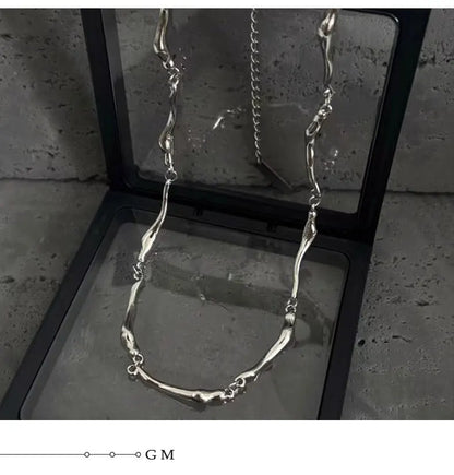 New Irregular Wave Shape Chain Men Necklace Advanced Sense Stainless Steel Figaro Cuban Chain Necklace For Men Women Jewelry