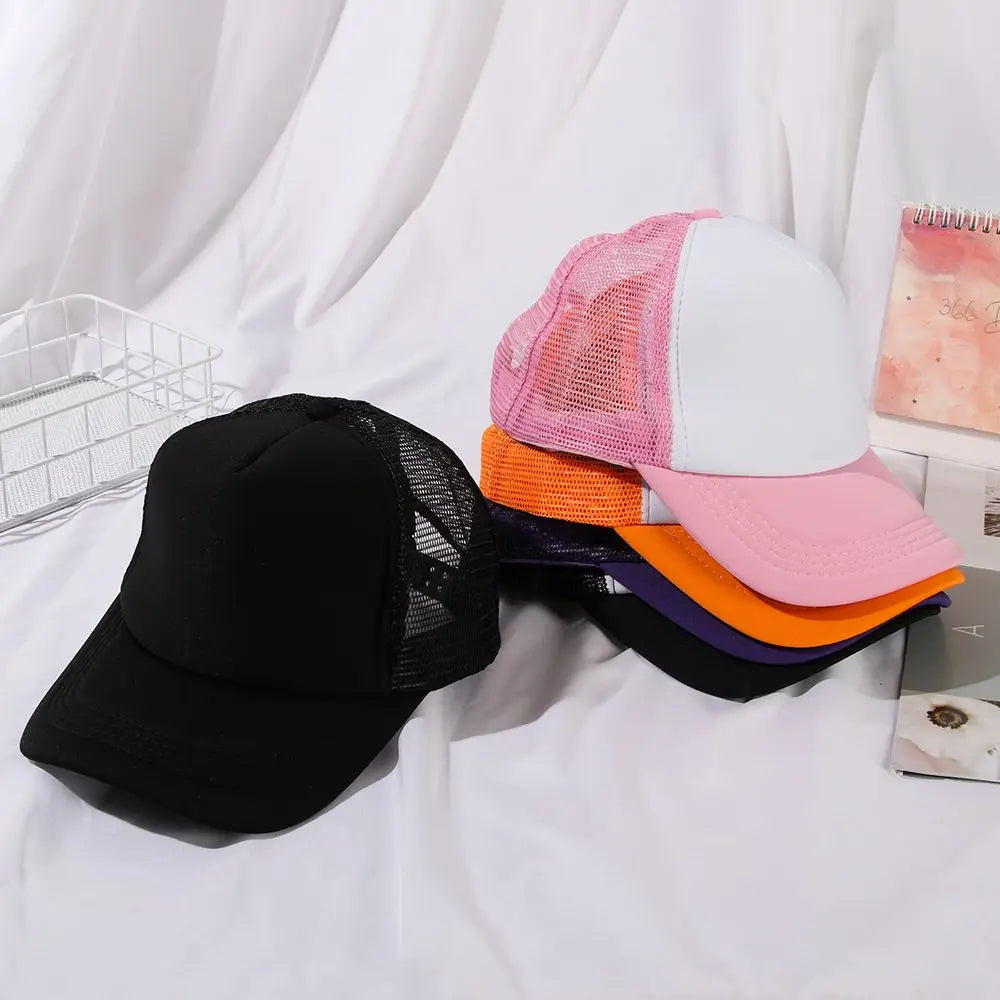 Fashion Unisex Plain Baseball Cap Adjustable Trucker Baseball Cap Snapback Mesh Curved Mens Womens Sun Summer Hat