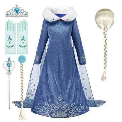 Fantasia Infantil de Rainha da Neve para Crianças, Cosplay da Elsa, Apresentação, Lantejoulas, Disfarce, Vestido Elegante de Princesa para Festa de Meninas, Fantasia de Halloween