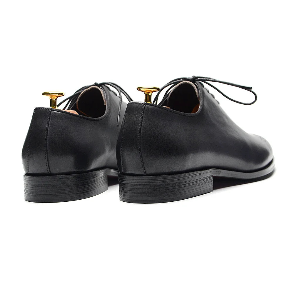 Luxury Classic Mens Oxford Dress Shoes Whole Cut Genuine Leather Handmade Lace-up Formal Shoe for Men Wedding Business Office