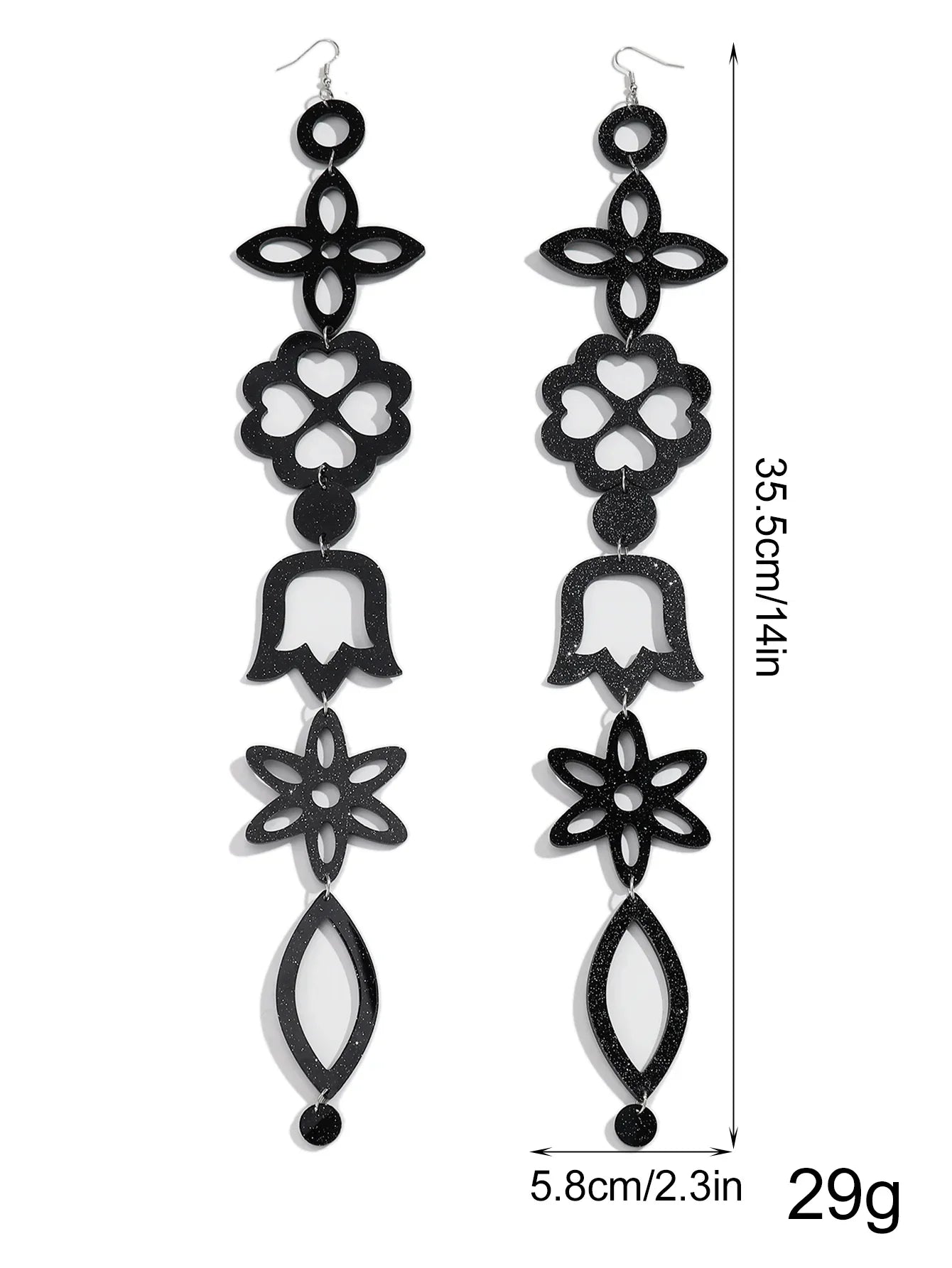 Extra Long Irregular Geometric Acrylic Drop Earrings Exaggerated Flower Bell Pattern Pendant Earring for Women Punk Jewelry Gift