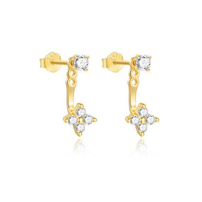 S925 Sterling Silver Petals Stud Earring Microinlaid Colorful Cubic Zirconia Chain Tassel Earrings For Women Dangle Earring