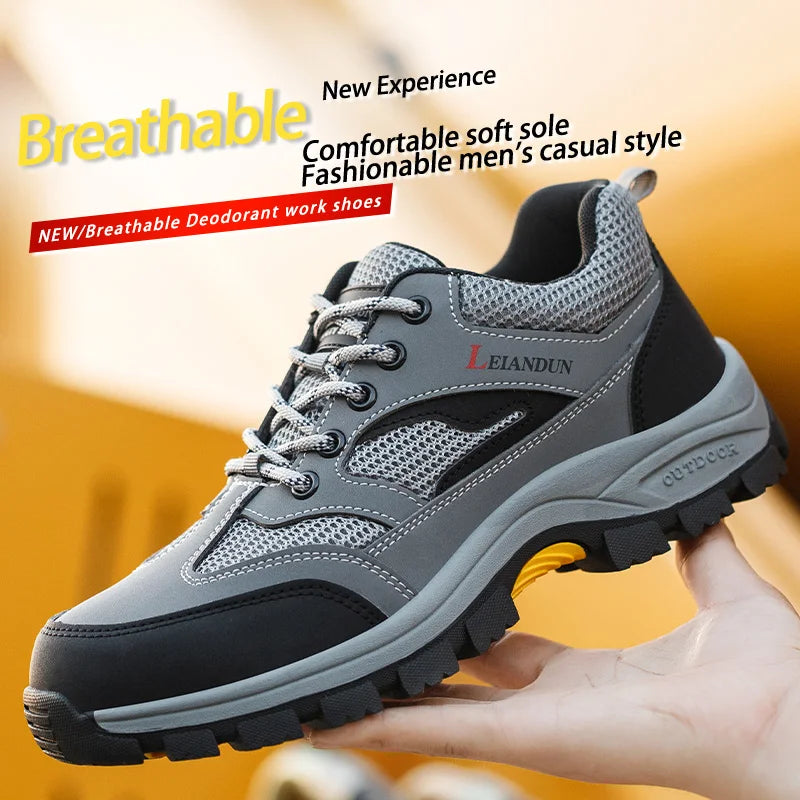 Men's Tactical Safety Shoes Breathable Steel Toe Puncture Resistant Work Shoes Wear-Resistant Protective Footwear
