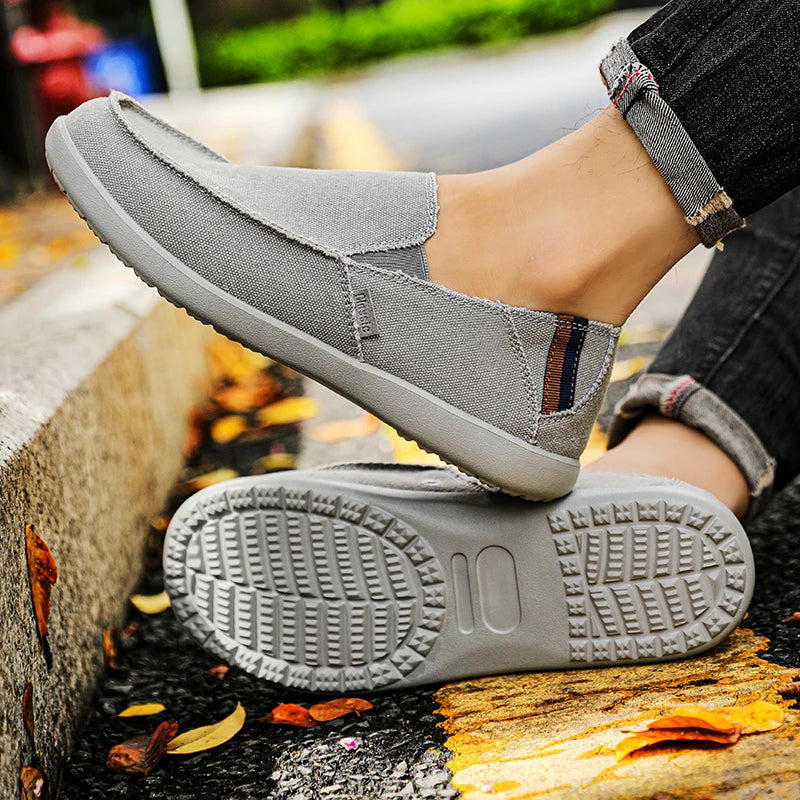 Large Size Canvas Shoes Men's Slip-On Loafers Casual Breathable Independent Station Cross-Border Shoes Adult Low Heel Rubber