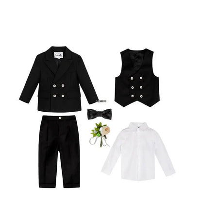 Flower Boys Wedding Suit Children Photography Dress Kids Stage Performance Formal Blazer Suit Baby Birthday Ceremony Costume