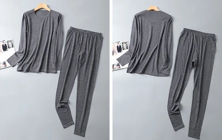 100% Merino Wool Base Layer Set Men 150G Winter Merino Wool Thermal Underwear Sets Lightweight Long Sleeve Top Bottom Pants