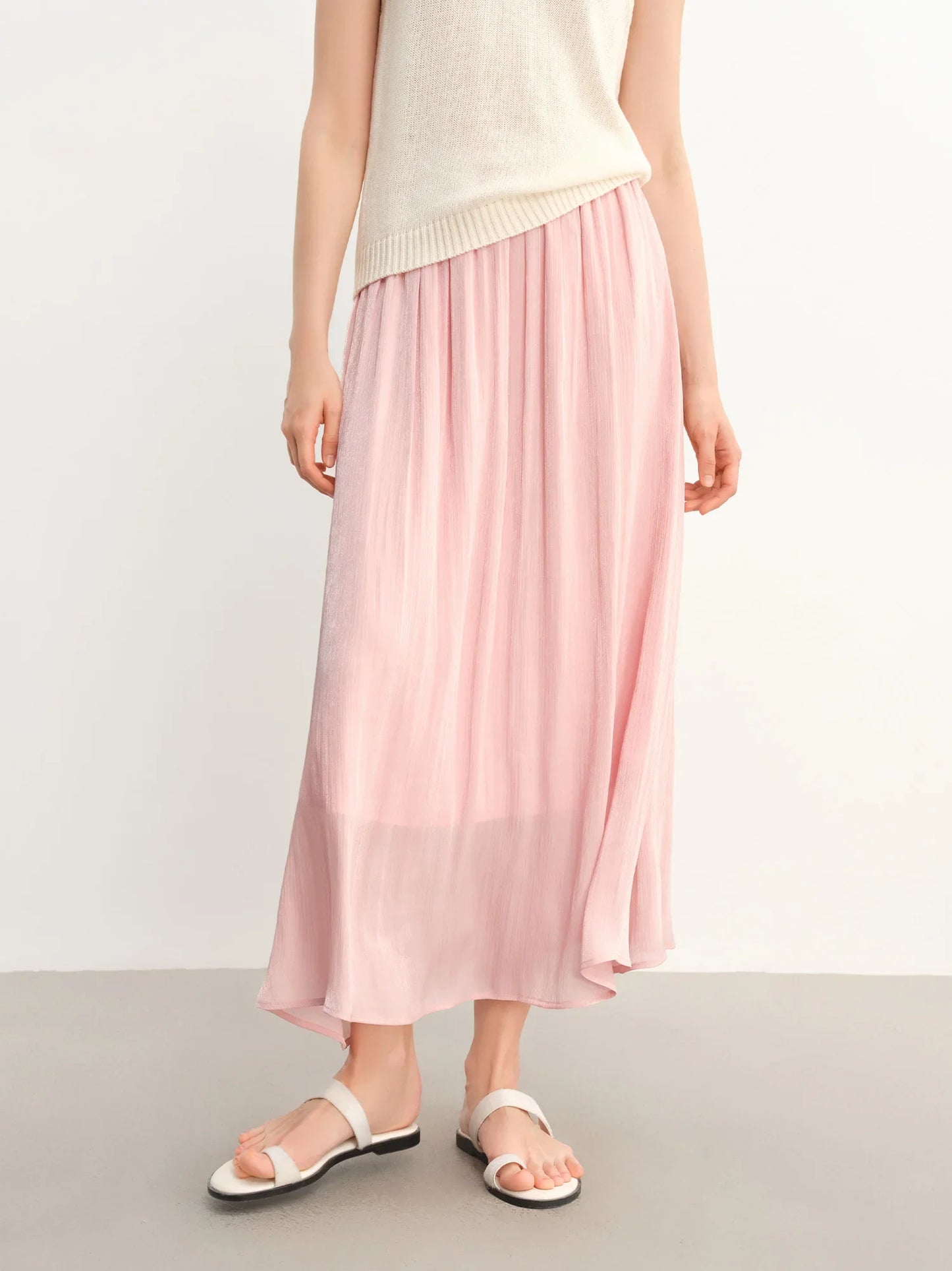 Plus-Size Women's Lightweight Flowing A-Line Skirt - 2025 Summer New Fashionable Commute Long Dress 25DS82792