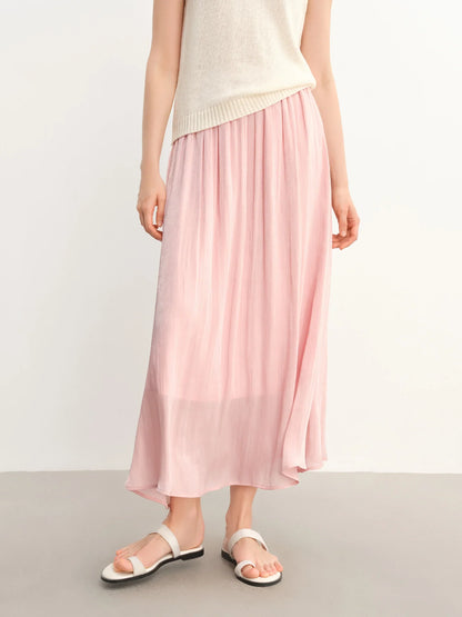 Plus-Size Women's Lightweight Flowing A-Line Skirt - 2025 Summer New Fashionable Commute Long Dress 25DS82792