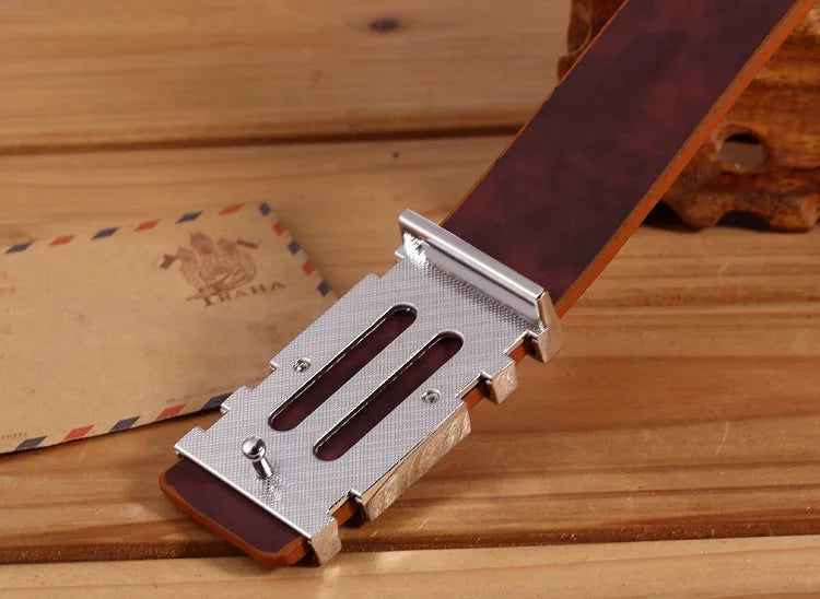 Men's and Women's Casual Fashion Belt  Korean Version Gold Buckle Belt Trendy I-shaped Buckle Belt