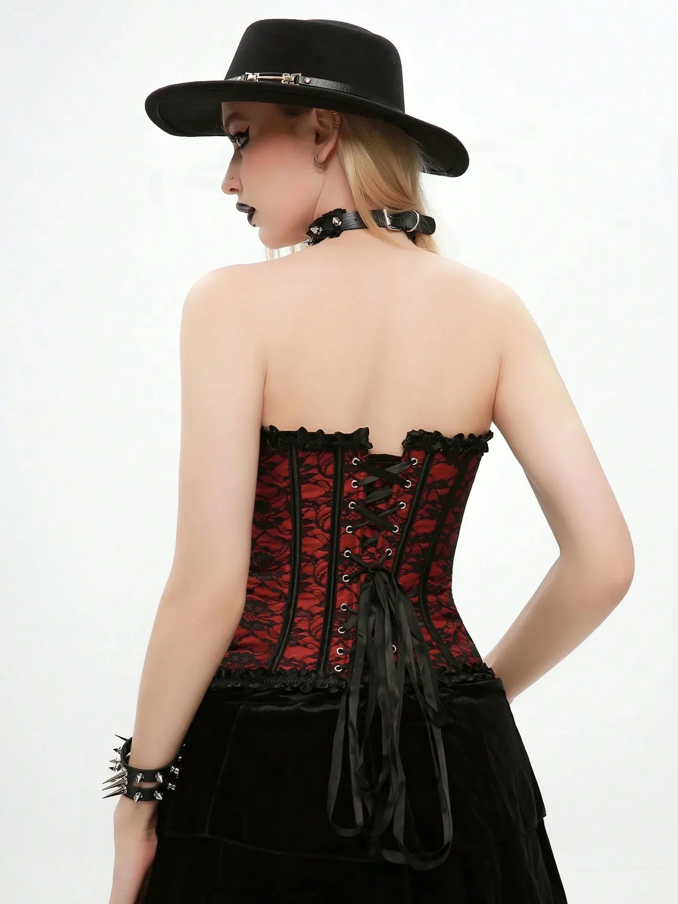Sexy Gothic Corset Top Overbust Corselet Women Bustiers and Corsets Modeling Strap Lace Up Boned Tummy Control Halloween Costume