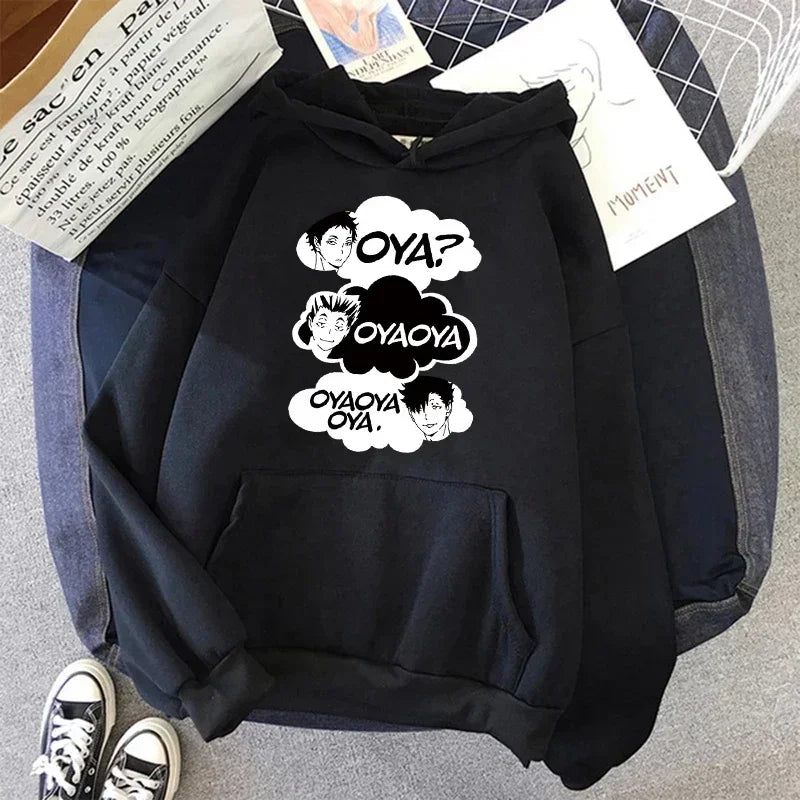 90s Japanese Anime Haikyuu Hoodies Women Funny Karasuno Fly High Graphic Streetwear  Fashion Male Sweatshirts Unisex Harajuku
