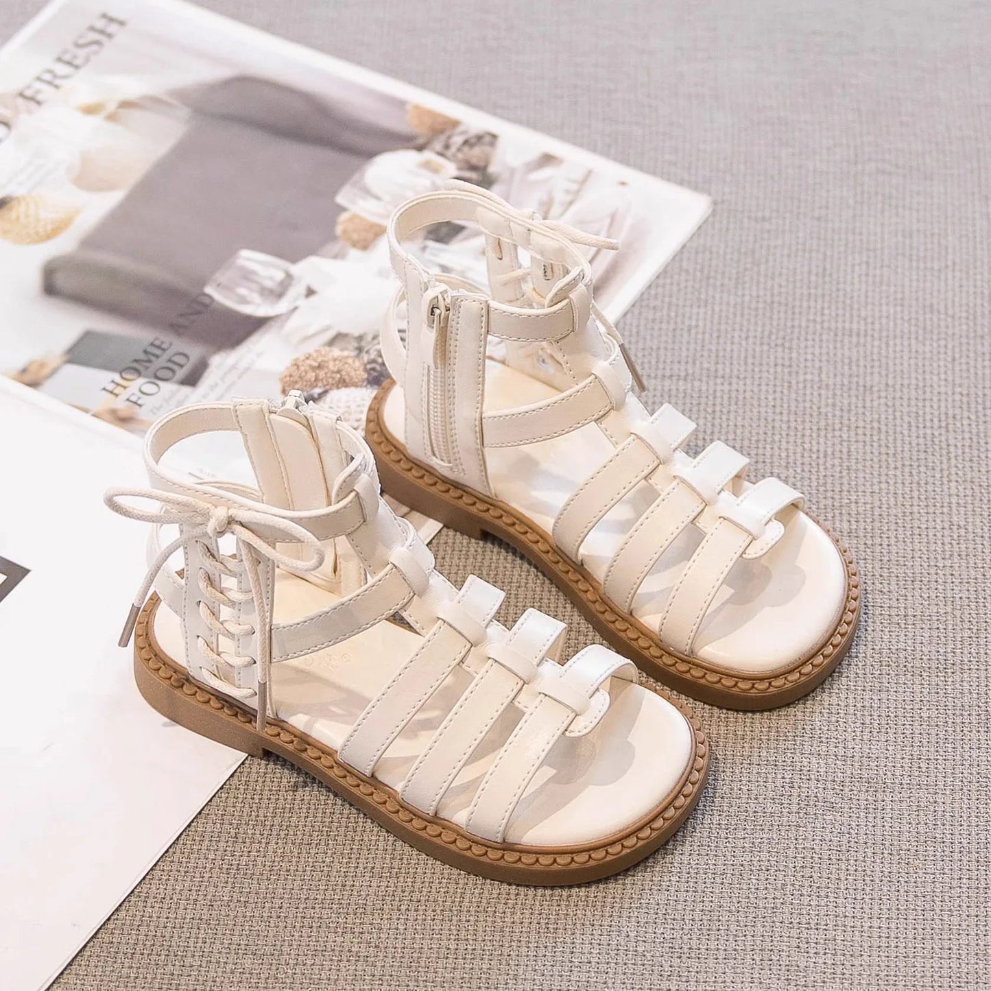 2026 Children Sandals High-top Kids Girls Sandals Baby Sandals High Quality Flat Cut-Outs Beach Sandals