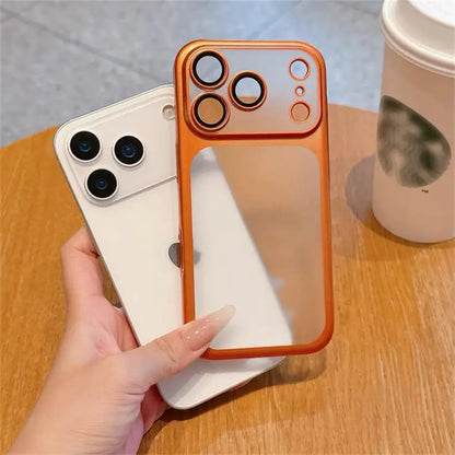Luxury Frosted Translucent PC Phone Case for Iphone 17 Pro Max 17Air Plating Frame Lens Film Protection Anti-fall Phone Cover