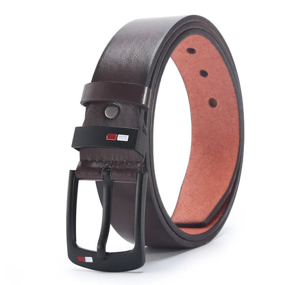 Men's PU Leather Alloy Pin Square Buckle Belt BusinessLeisure Belts Fashion WaistBelts for Men