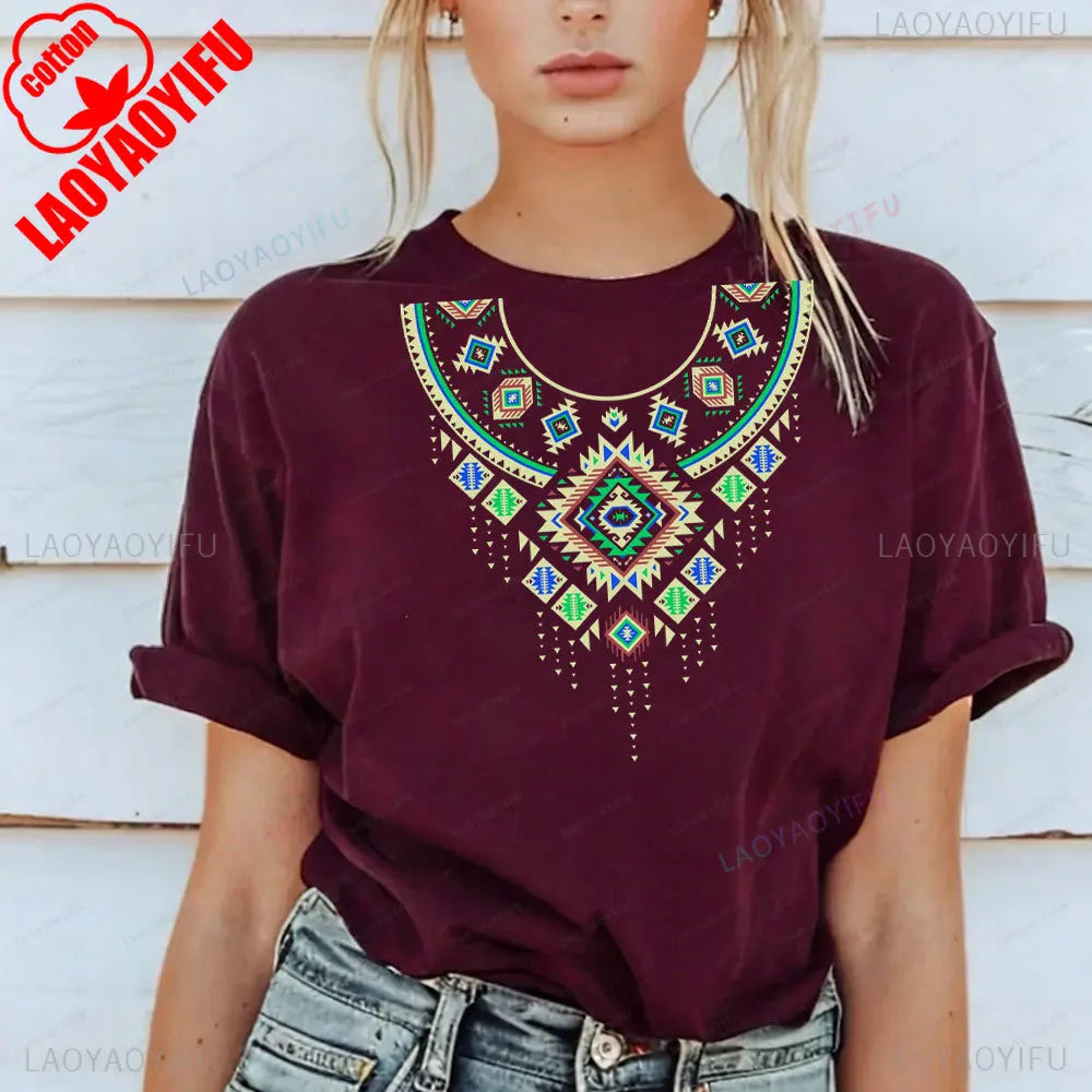 Shirt Ornament Print Shirt Ukraine Shirt Ukrainian T-shirt Gift for Women High Quality Cotton Tops Creativity Style