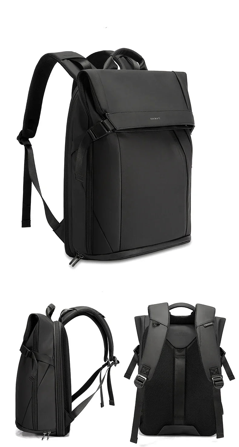 Men Fashion Backpack 15.6 inch Multifunctional Waterproof Backpack Daily Travel Bag Casual School Rucksack with Buckle