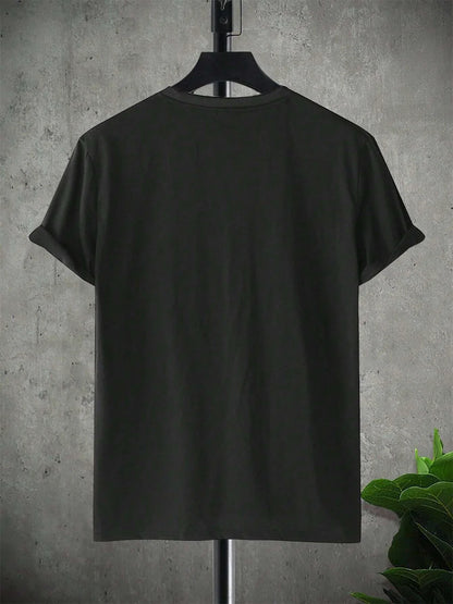 Summer men's 100% pure cotton casual loose size smiley face pattern printed sports comfortable round neck short sleeved T-shirt