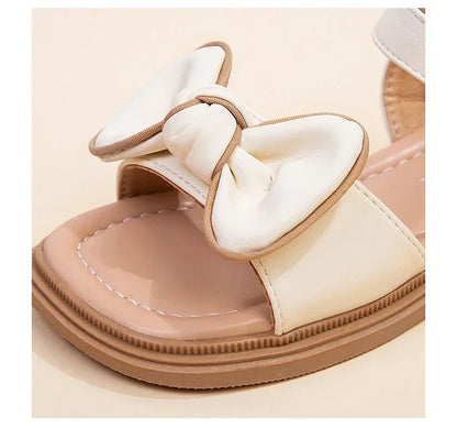 New Children's Sandals Summer Bowknot Girls Princess Causal Shoes Fashion Kids Soft Bottom Beach Flat Sandals Open-toe Versatile