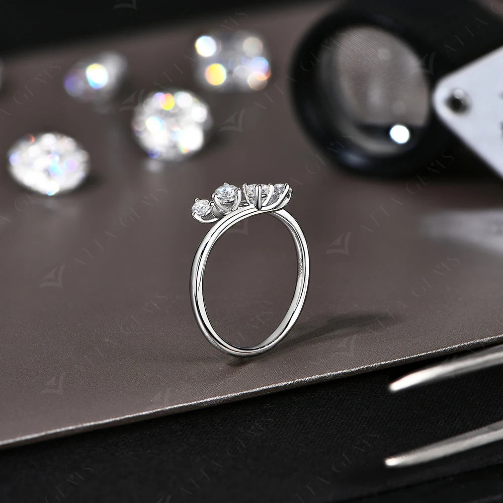 Moissanite Rings for Women VVS1 Round Cut Diamonds S925 Silver Twining Wedding Band Adjustable Engagement Bride Jewelry