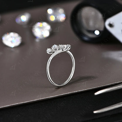 Moissanite Rings for Women VVS1 Round Cut Diamonds S925 Silver Twining Wedding Band Adjustable Engagement Bride Jewelry