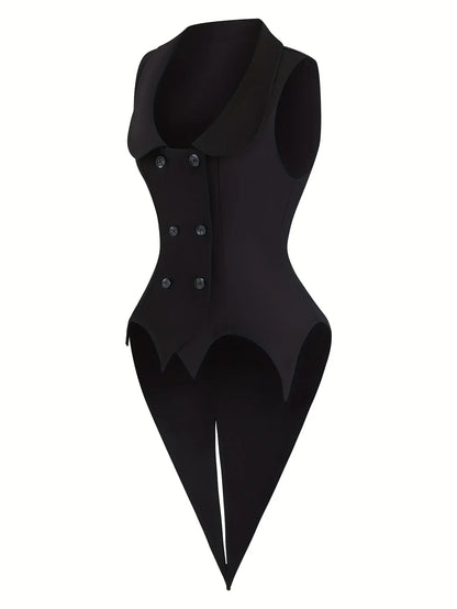 Female Halloween vampire cosplay asymmetrical hem Earl Grey style top jacket