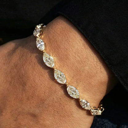 0.3carat Marquise Cut Moissanite Wedding Bracelet for Women 925 Silver East West Half Set Bezel Lab Diamond Tennis Bracelets