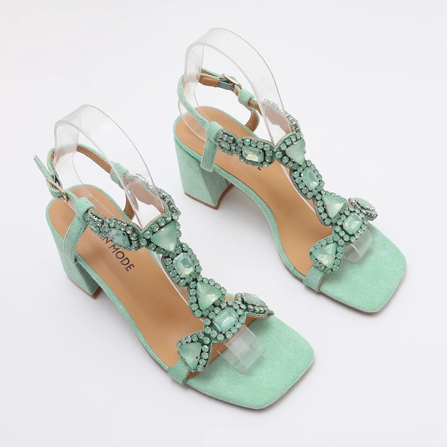 Women'S High Heels Open-Toe Sandals Square-Heeled Fashionable Shoes