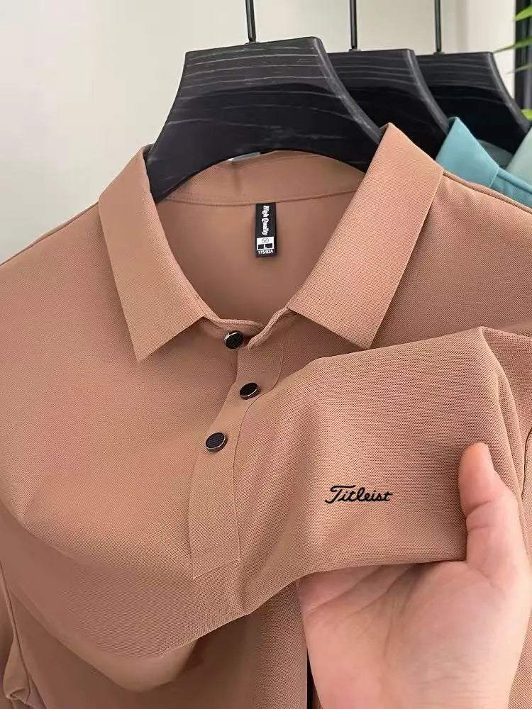 Men's Golf Outdoor Casual Polo Shirt T-Shirt Summer High-End Brand Cool and Breathable Fitness Sports Short Sleeve Top