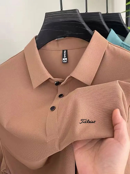 Men's Golf Outdoor Casual Polo Shirt T-Shirt Summer High-End Brand Cool and Breathable Fitness Sports Short Sleeve Top