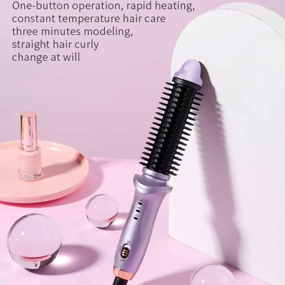 Auto Rotating Curling Iron Wand - 2-in-1 Hair Curler & Straightener, Adjustable Temperature, Travel Friendly