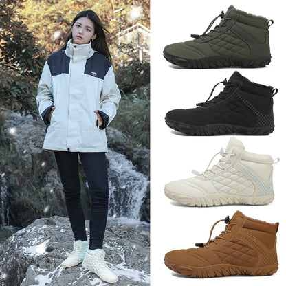Botas de Caminhada de Inverno Barefoot Masculinas Femininas, Botas de Neve Quentes Sem Salto, Botas de Tornozelo com Biqueira Larga, Impermeáveis Minimalistas