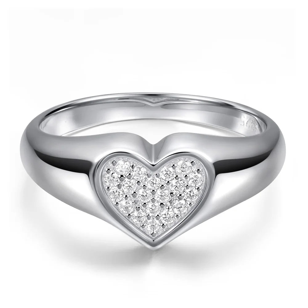 D VVS1 Heart Moissanite Engagement Ring 925 Sterling Silver Plated 18k White Gold Diamond Rings for Women Brithday Gift