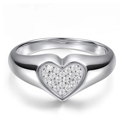 D VVS1 Heart Moissanite Engagement Ring 925 Sterling Silver Plated 18k White Gold Diamond Rings for Women Brithday Gift
