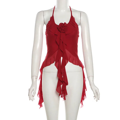 Hip-hop Summer New Sweet Gentle Cute All-match Fashionable Cool High Street Cool Sexy Women's Thin Backless Halter Vest