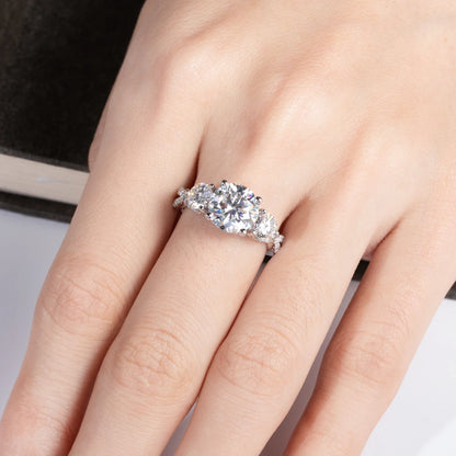 4.25cttw Moissanite Infinity Engagement Rings D Color 925 Sterling Silver 3 Stone Wedding Anniversary Ring For Women