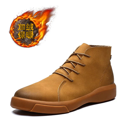 Winter Men Boots High Quanlity Warm Leather Mens Ankle Boots Male Waterproof with Fur Snow Boots Casual Shoes for Men Botas