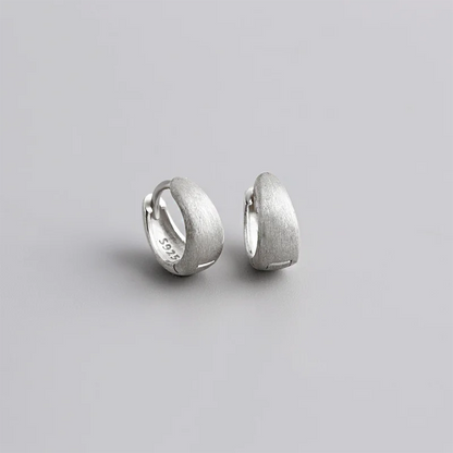 925 Sterling Silver Fine Matte Simple Wide Huggies Gothic Hoop Earrings for Women Unisex Piercing Rock Jewelry Ear Buckle