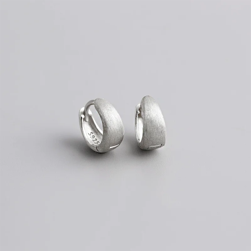 925 Sterling Silver Premium Matte Minimalism Unisex Huggies Ear Hoops Earrings for Women Gothic Piercing Men's Jewelry