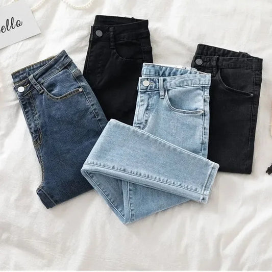 High Waist pencil Pants Vintage Slim Denim Pants