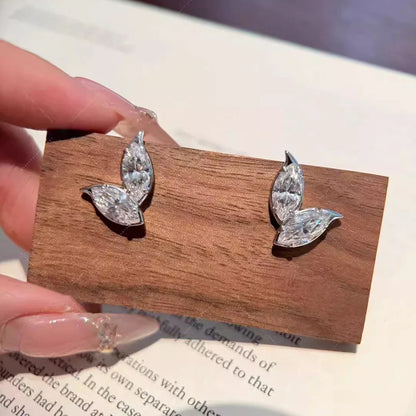 2-Leaves Moissanite Stud Earrings for Women 4Cttw Marquise Cut Lab Diamond Earring 925 Sterling Silver Ear Studs Fine Jewelry