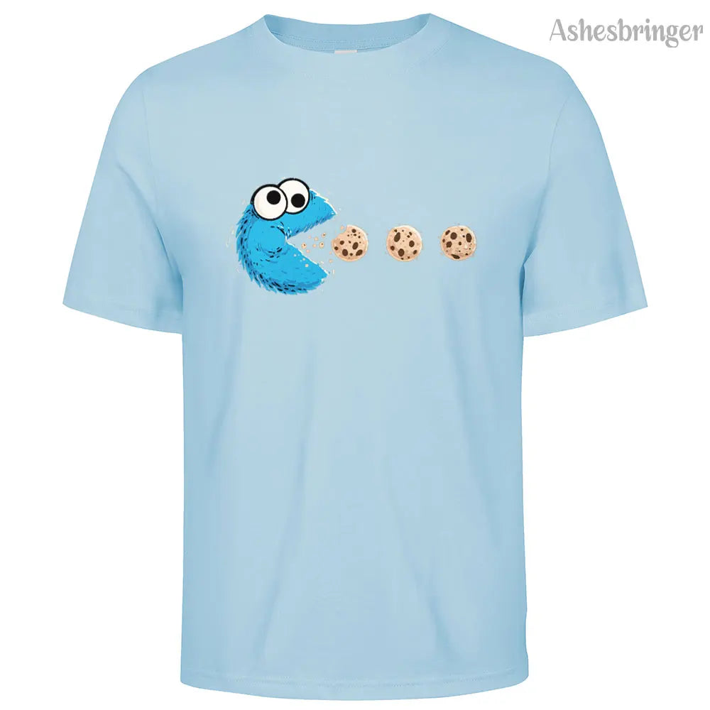 Mens Cotton Funny NomNom-Cookie Adventure Graphic T Shirt on Unisex Street Casual Style Tee for Men and Women