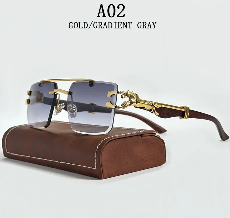 Rimless Designer Sunglasses Women Trendy Luxe Fashion Sunglasses Men