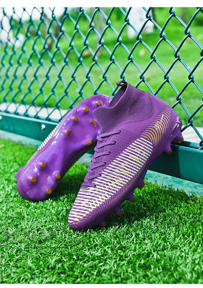 Double Star 2026 New High-Top AG Soccer Boots, Long Studs, for Teenagers, Primary School Students, Adults and Kids, Match & Trai