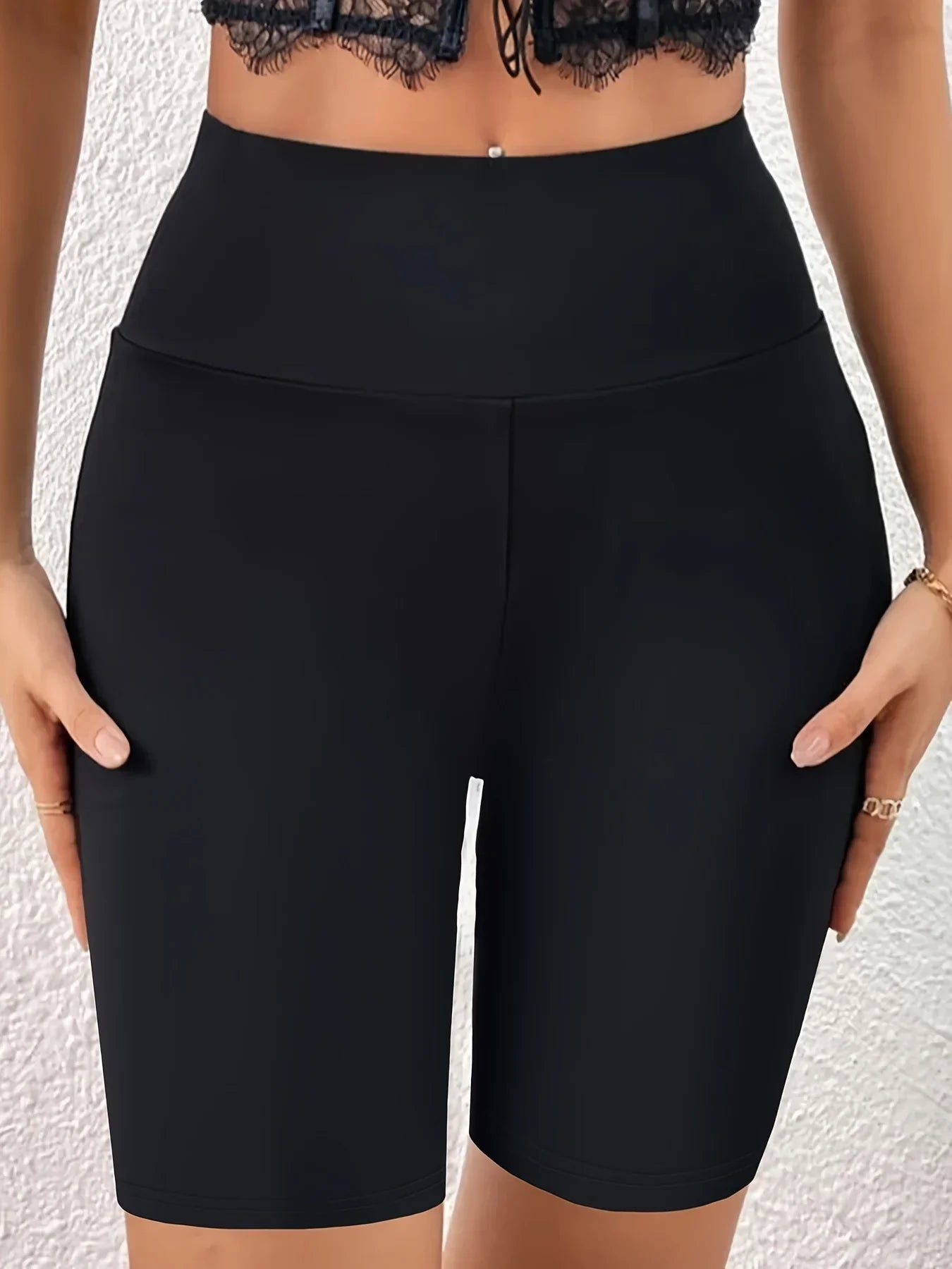 2024 Summer new women's plus size high elasticity knitted fabric fashion solid color bottoms tight shorts