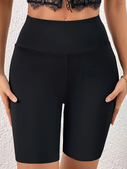 2024 Summer new women's plus size high elasticity knitted fabric fashion solid color bottoms tight shorts